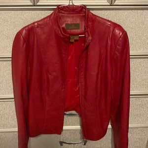 Red leather jacket